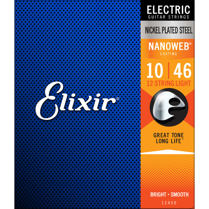 Elixir Nanoweb 12 String Electric Guitar Strings – Light 10-46