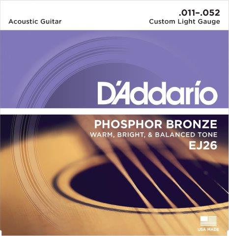 D'ADDARIO ACOUSTIC GUITAR STRINGS 11-52 CUSTOM LIGHT
