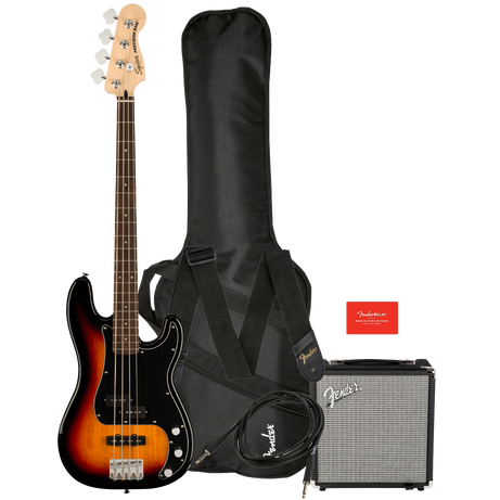 Squier Affinity Series Precision Bass Pack w/ Gig Bag, Rumble 15w Bass Amp