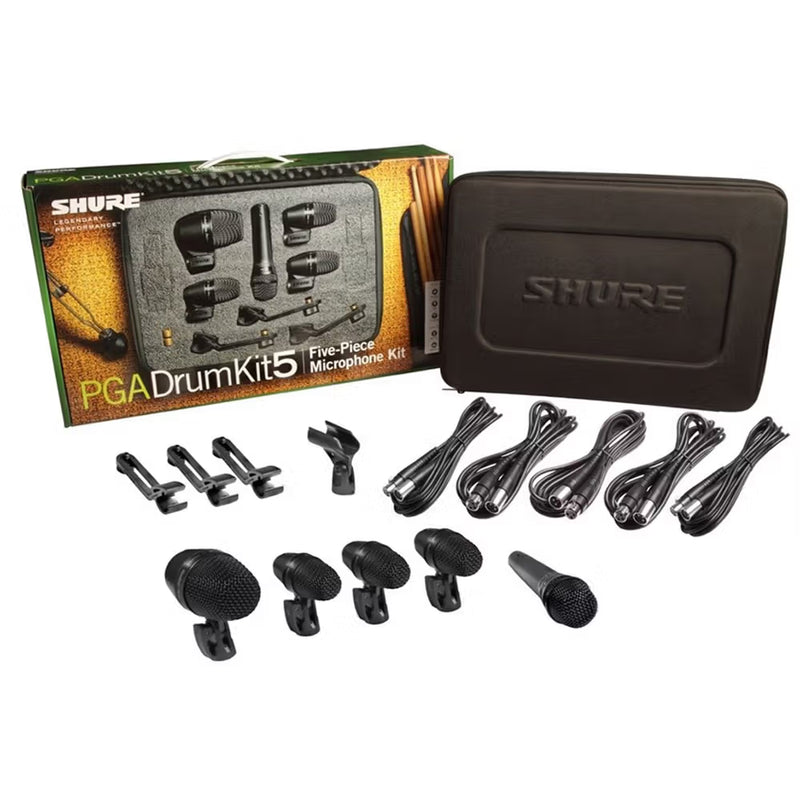 Shure PGA Drum Mic Kit 5 Piece - Mounts Cables & Carry Case