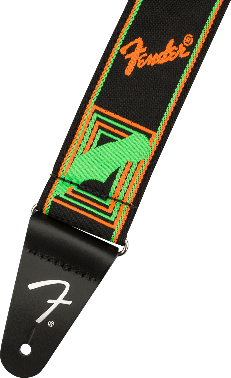 Fender Neon Monogrammed Strap Green and Orange 2