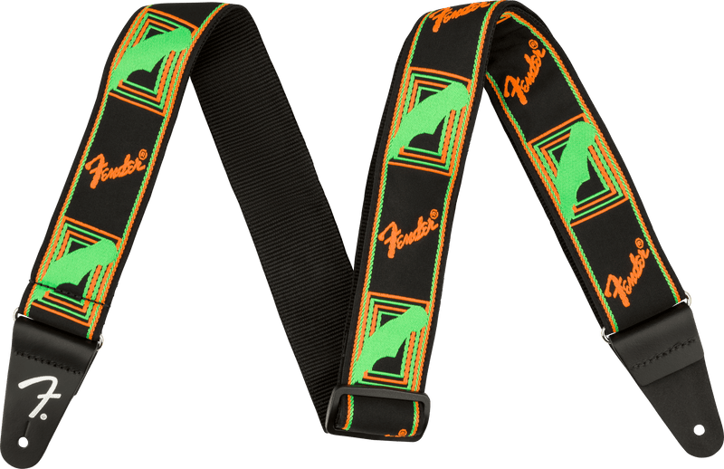 Fender Neon Monogrammed Strap Green and Orange 2