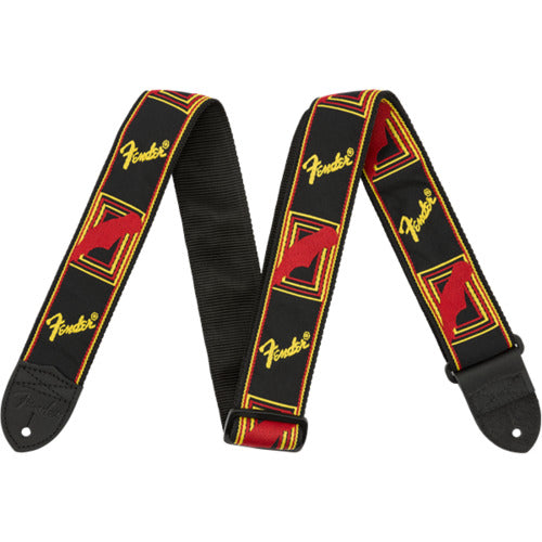 Monogrammed Strap Black/Yellow/Red (2")
