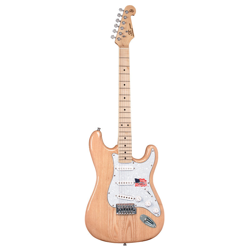 SX Stratocaster Style Electric Guitar SSS – Natural Satin Maple Fingerboard, Swamp Ash Body