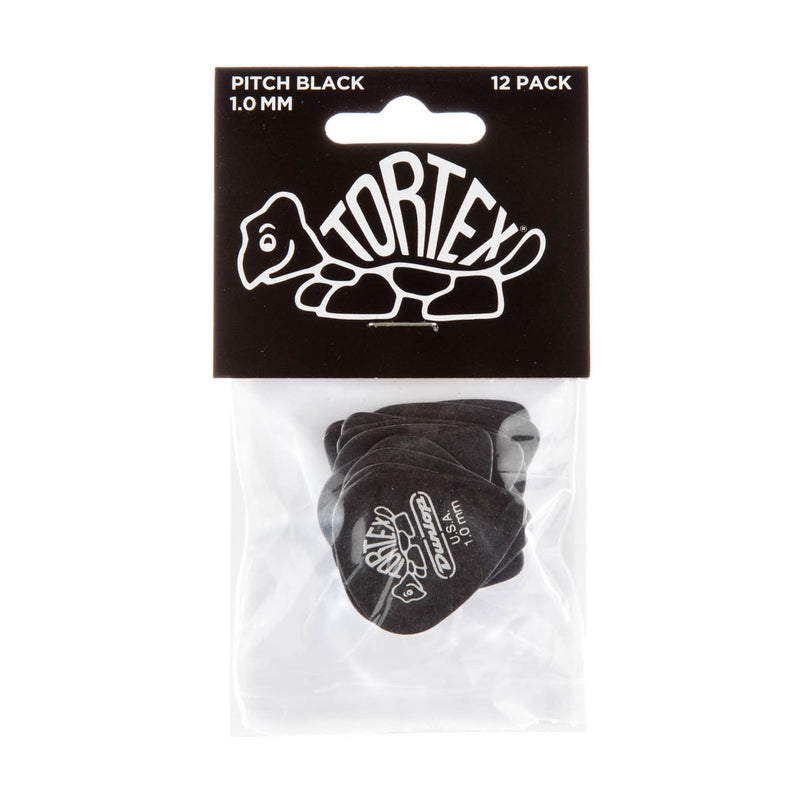 Dunlop 1.0mm Tortex Pitch Black Picks - 12 Pack