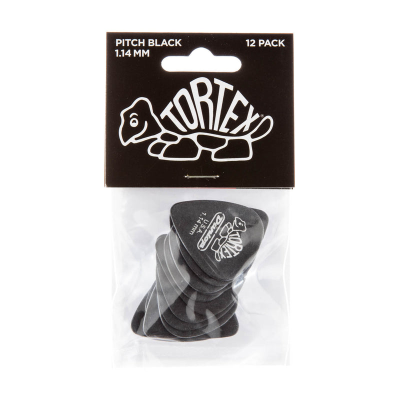 Dunlop 1.14mm Tortex Pitch Black Picks - 12 Pack