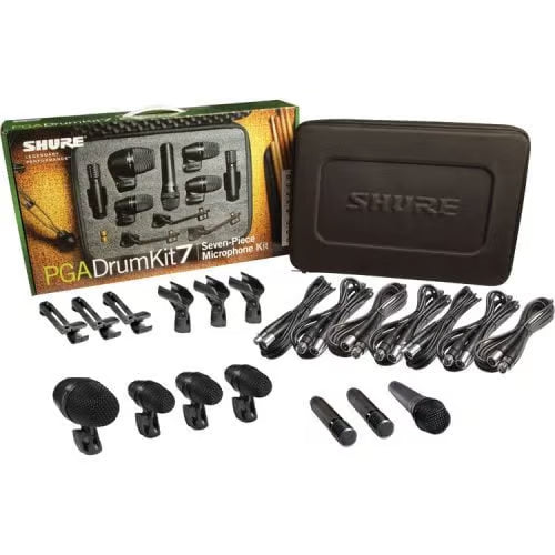 Shure PGA Drum Mic Kit 7 Piece - Mounts, Cables & Carry Case