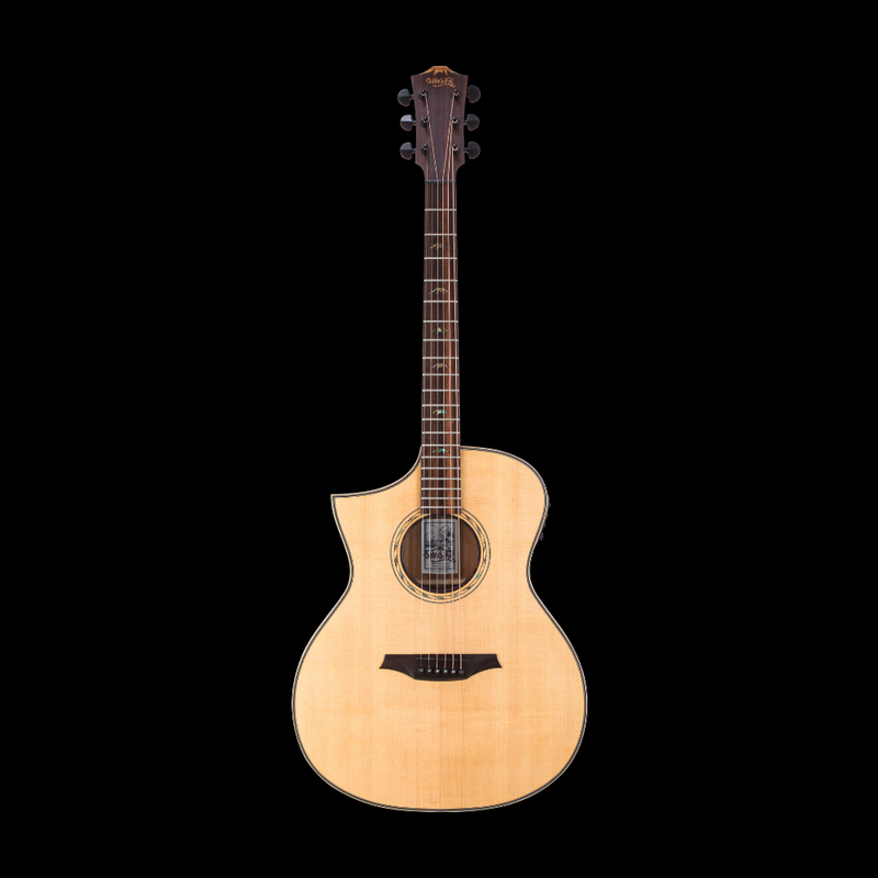 Mt. Bromo Left-Handed Acoustic Electric Guitar – Solid Spruce Top / Mahogany Back & Sides