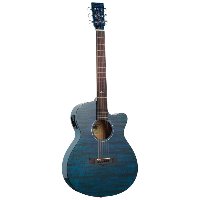 Tanglewood Azure SuperFolk C/E Quilted Ash Serenity Blue Gloss