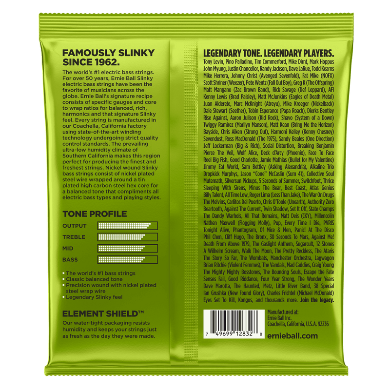 Ernie Ball Regular Slinky 4-String Nickel Wound Electric Bass Strings - 50-105