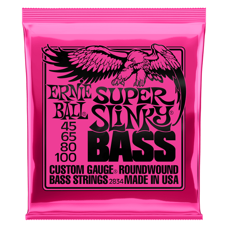 Ernie Ball Super Slinky 4-String Nickel Wound Electric Bass Strings - 45-100