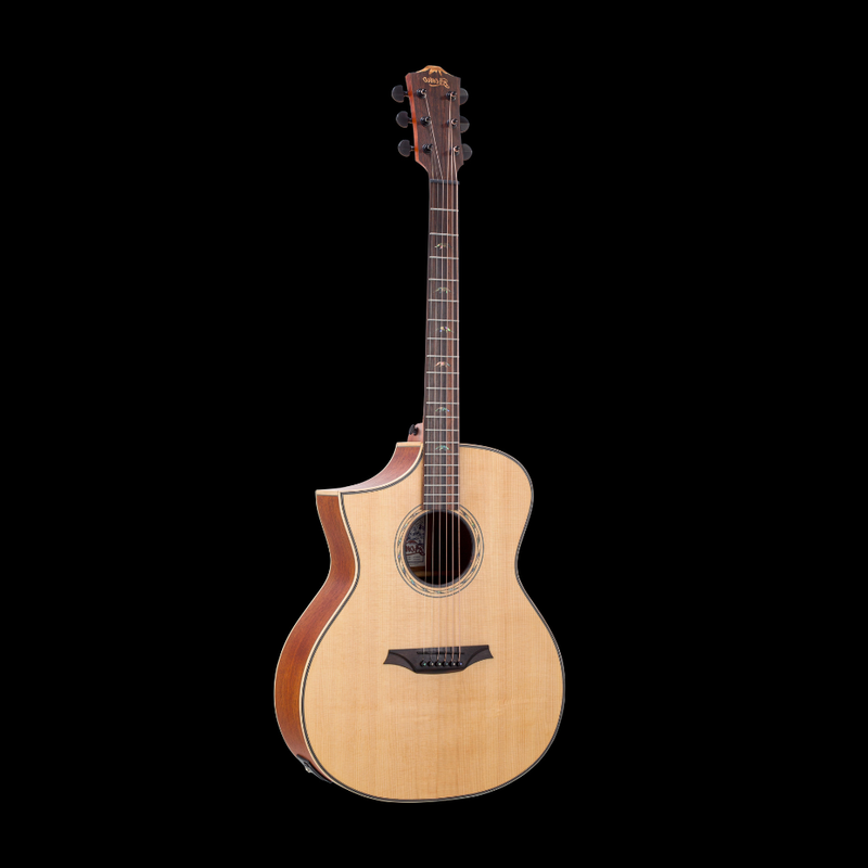 Mt. Bromo Left-Handed Acoustic Electric Guitar – Solid Spruce Top / Mahogany Back & Sides