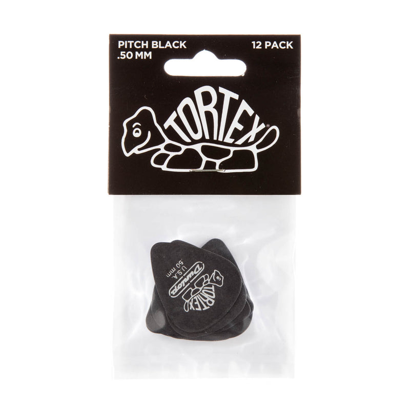 Dunlop .50mm Tortex Pitch Black Picks - 12 Pack