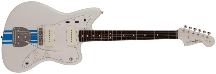 2023 Collection Made in Japan Traditional 60s Jazzmaster Rosewood Fingerboard Olympic White with Blue Competition Stripe