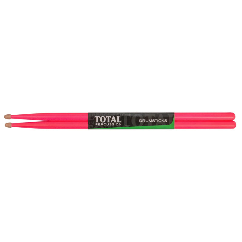 Total Percussion 5A Wood Tip Drum Sticks - Fluro Pink