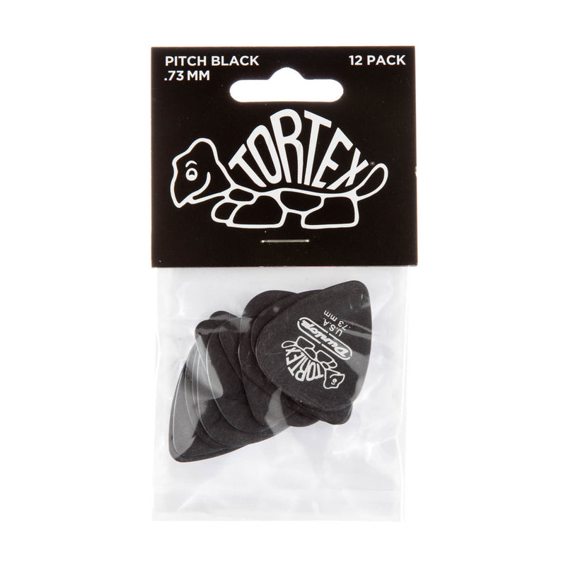 Dunlop .73mm Tortex Pitch Black Picks - 12 Pack