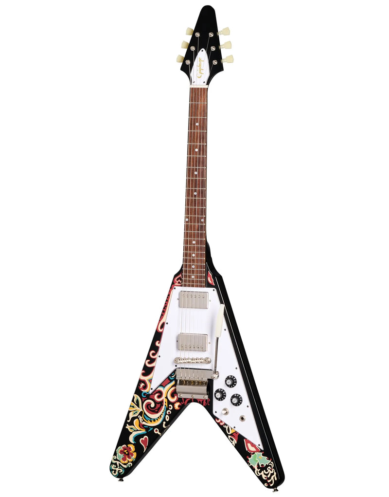 Epiphone Inspired by Custom Shop Jimi Hendrix Love Drops Flying V - Ebony with Hard Case