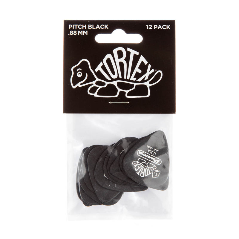 Dunlop .88mm Tortex Pitch Black Picks - 12 Pack