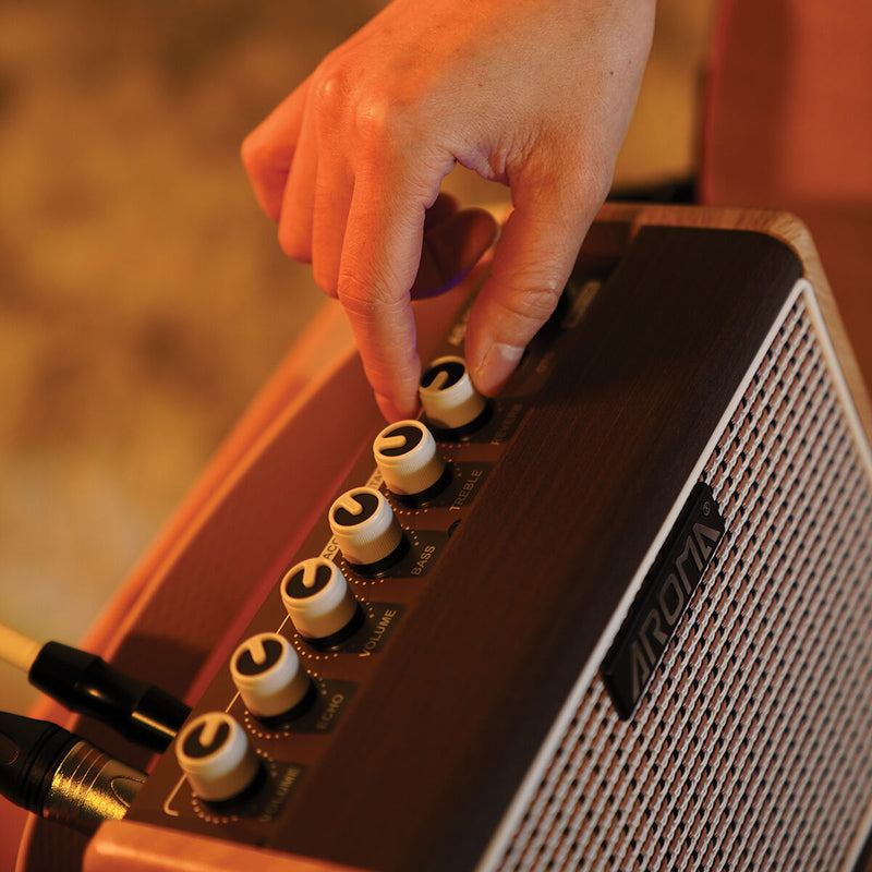 Aroma AG-15AML Rechargeable Acoustic Guitar Amplifier with Bluetooth & Drum Machine