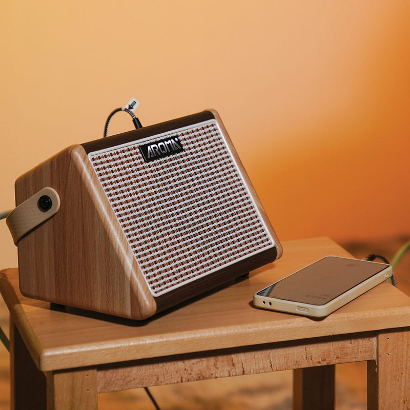Aroma AG-15AML Rechargeable Acoustic Guitar Amplifier with Bluetooth & Drum Machine