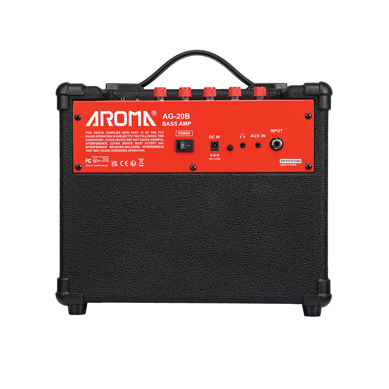 Aroma AG-20B 20W Bass Amplifier with EQ & Headphone Output - Black