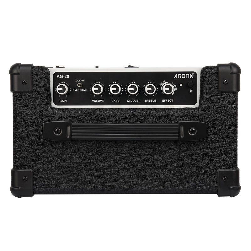 Aroma AG-20 20W Electric Guitar Amplifier with EQ & Headphone Output - Black