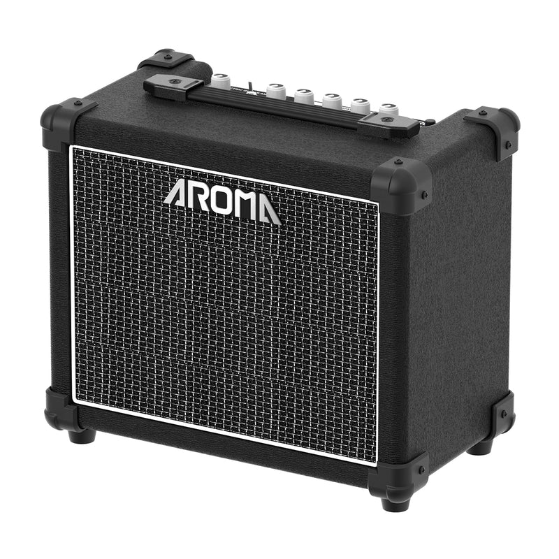 Aroma AG-20 20W Electric Guitar Amplifier with EQ & Headphone Output - Black