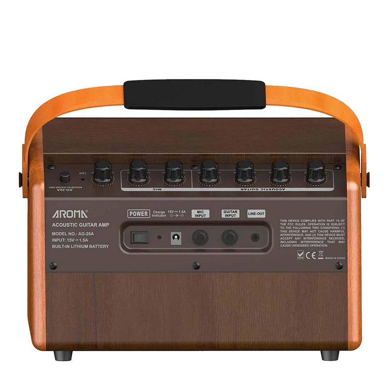 Aroma AG-26A 25W Rechargeable Acoustic Guitar Amplifier with Microphone Input