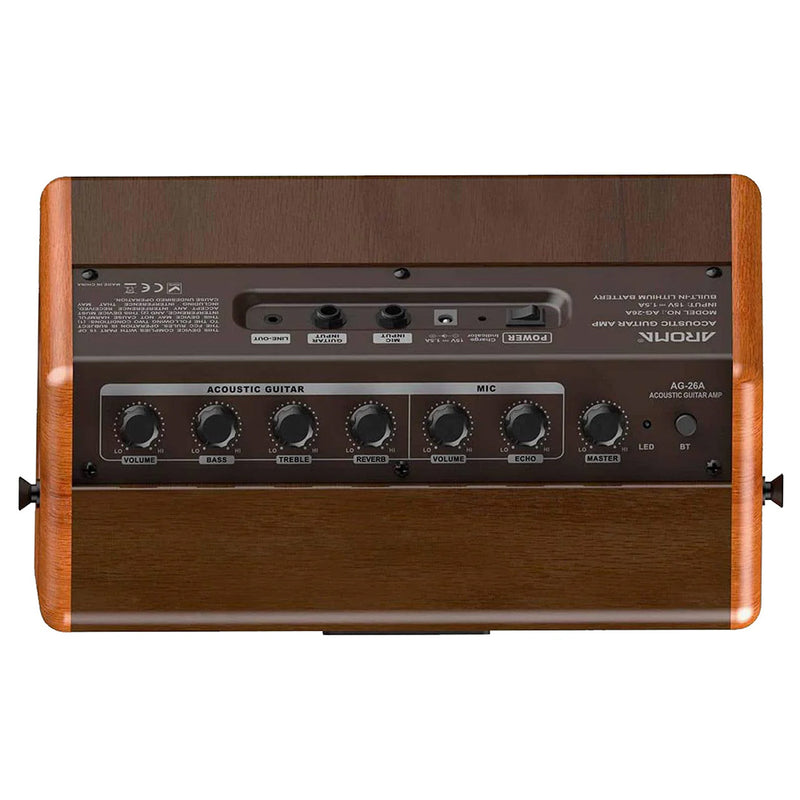 Aroma AG-26A 25W Rechargeable Acoustic Guitar Amplifier with Microphone Input