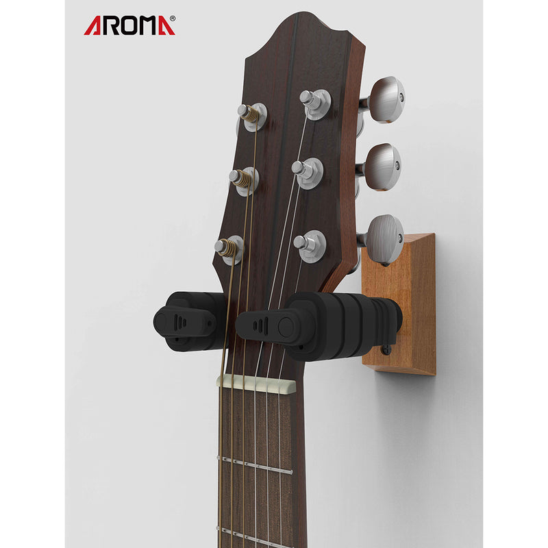 Aroma AH-89W Locking Guitar Wall Hanger – Wood Mount