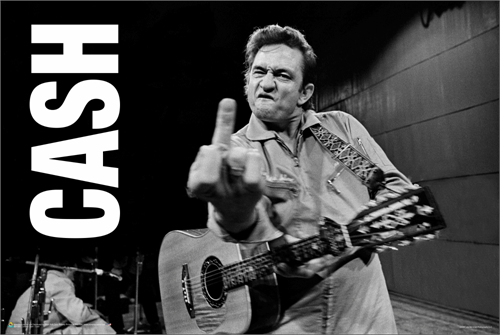 Johnny Cash San Quentin Finger Horizontal - Poster
