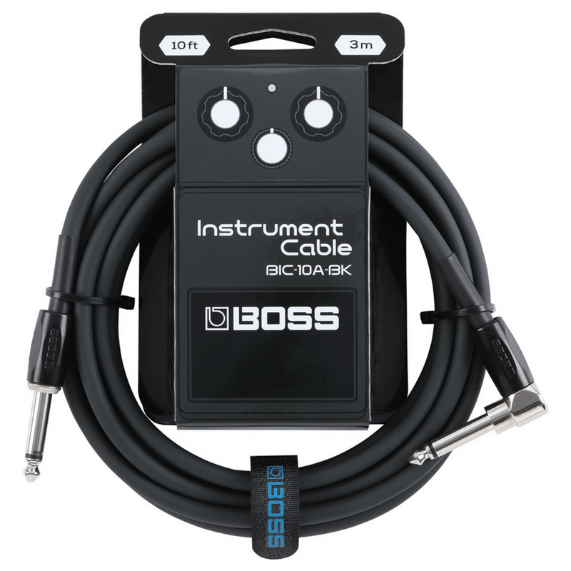 BOSS BIC10ABK Instrument Cable 10ft / 3m - Angled to Straight - Black