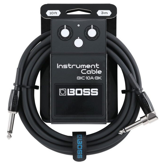BOSS BIC10ABK Instrument Cable 10ft / 3m - Angled to Straight - Black