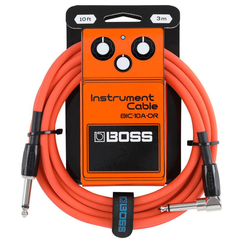 BOSS BIC10AOR Instrument Cable 10ft / 3m - Angled to Straight - Orange