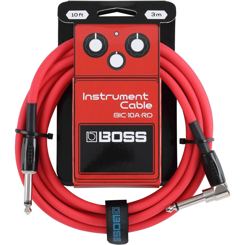 BOSS BIC10ARD Instrument Cable 10ft / 3m - Angled to Straight - Red