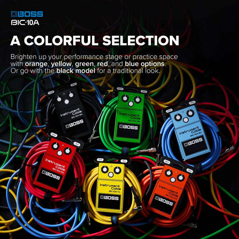 BOSS BIC10ABU Instrument Cable 10ft / 3m - Angled to Straight - Blue