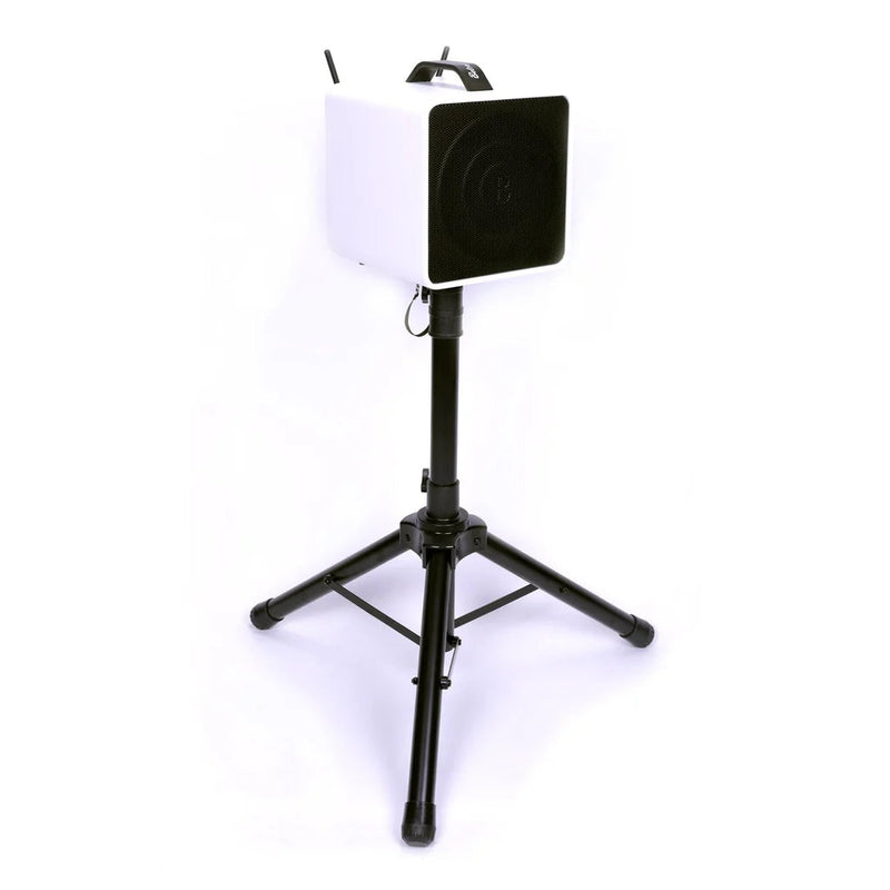Belcat Compact 40 Watt Two-Channel Rechargeable Wireless PA System With Wireless Handheld Microphone, Carry Bag and Speaker Stand - White