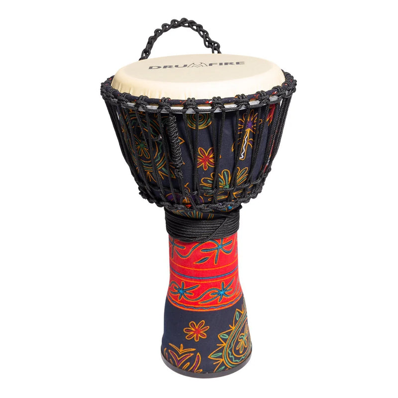 Drumfire 10" Synthetic Head Rope Djembe Black & Red | Includes Gig Bag