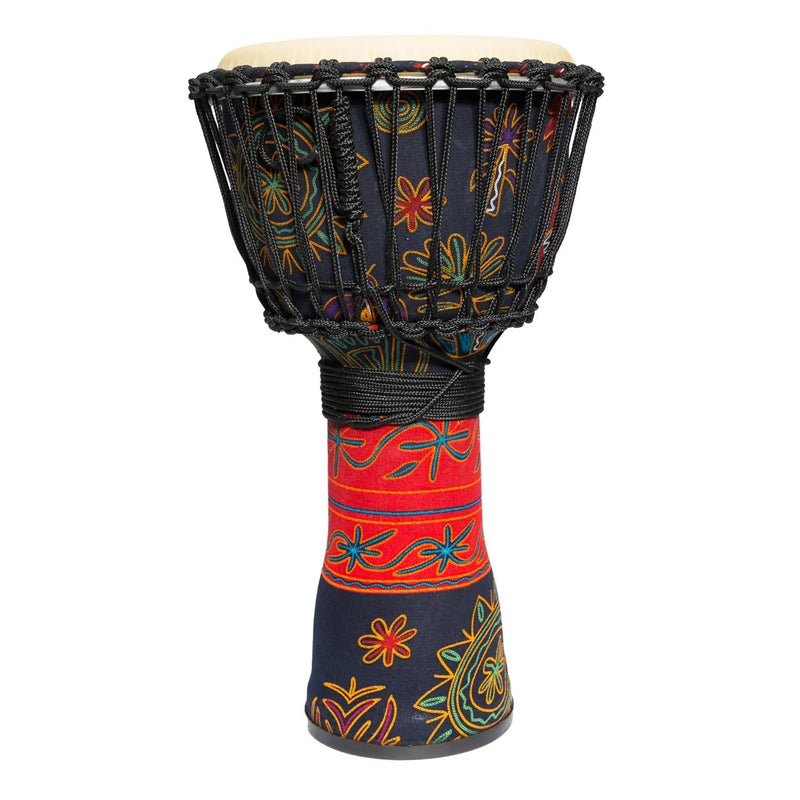 Drumfire 10" Synthetic Head Rope Djembe Black & Red | Includes Gig Bag