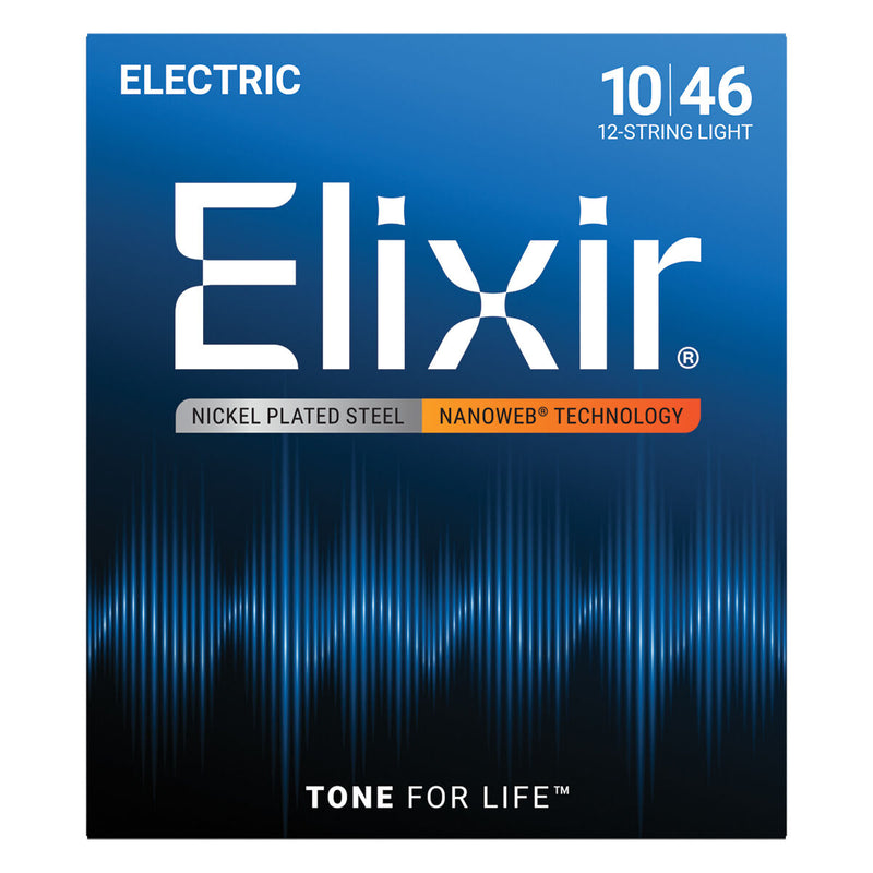 Elixir Nanoweb 12 String Electric Guitar Strings – Light 10-46