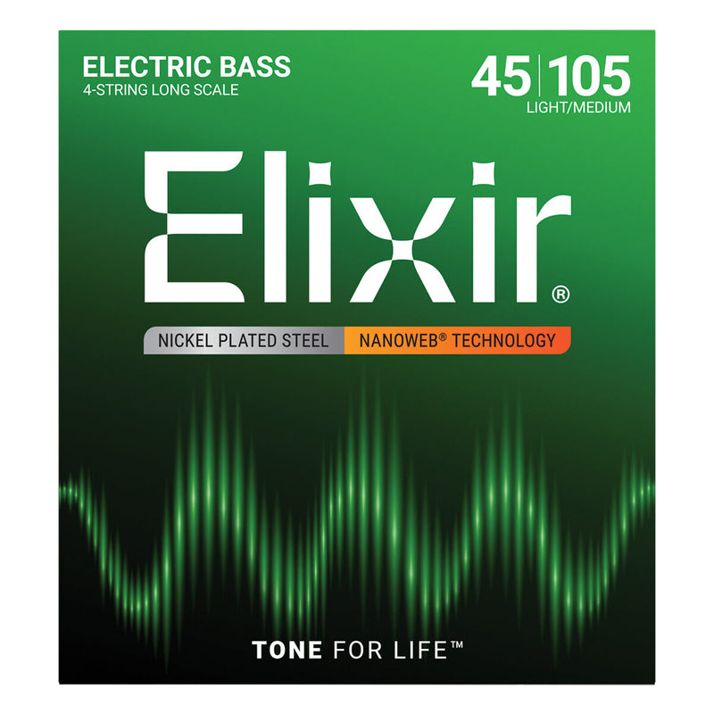 Elixir Nanoweb Nickel Plated Bass Strings 45-105 Medium