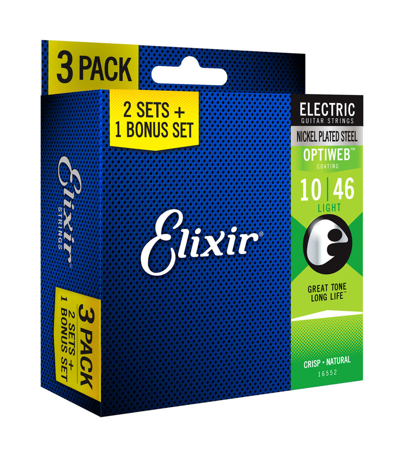Elixir Optiweb 3 PACK Electric Guitar Strings – Light 10-46