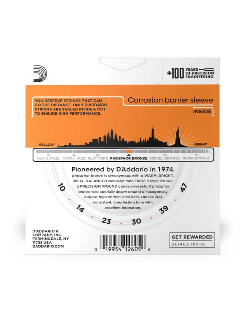 D'addario Acoustic Guitar Strings 3 Pack Set - 10-47 Extra Light