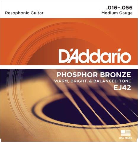 D'Addario Dobro/Resophonic Phosphor Bronze Acoustic Guitar Strings - 16/56