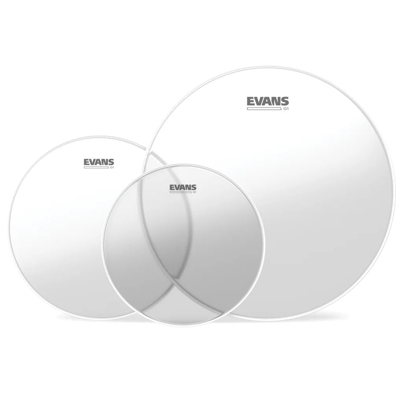 Evans G1 Clear Standard Tom Pack 12" 13" 16" | Single Ply Drum Heads