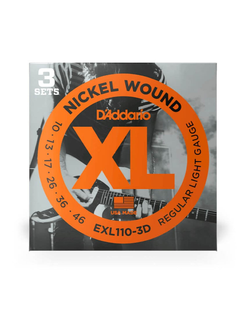 D'addario Electric Guitar Strings 3 Pack Set - 10-46 Regular Light