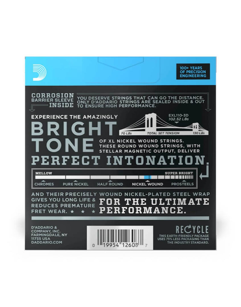 D'addario Electric Guitar Strings 3 Pack Set - 10-46 Regular Light