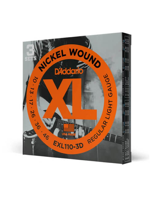 D'addario Electric Guitar Strings 3 Pack Set - 10-46 Regular Light
