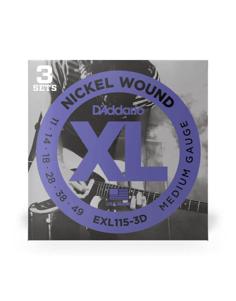 D'addario Electric Guitar Strings 3 Pack Set - 11-49 Medium