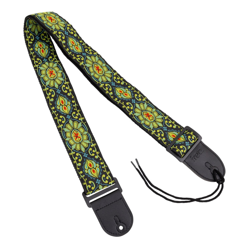 Fretz 2 Inch / 5cm Woven Jacquard Guitar Strap - Yellow/Blue